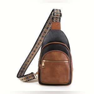 Two Tone Faux Leather Sling Back With a Patterned Adjustable Strap NWOT